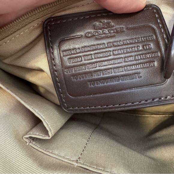 Coach Brown Tan Signature Canvas Crossbody Bag Handbag Purse Leather Trim - Picture 10 of 12